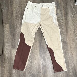 PacSun Women's Color-Block Pants - White, Tan, and Brown